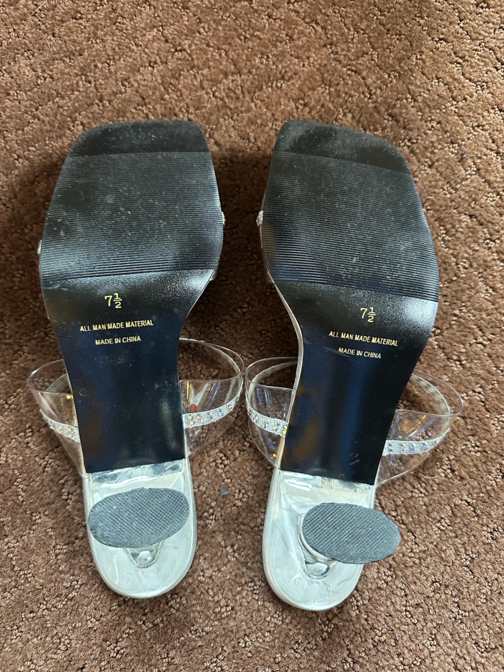 Mootsies Tootsies Gilette Sz 7.5 Clear Strap Silver Holographic Block Heels Y2k - Picture 7 of 8